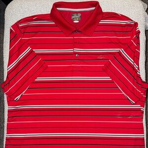Greg Norman Collection Red and Gray Striped Polo Shirt